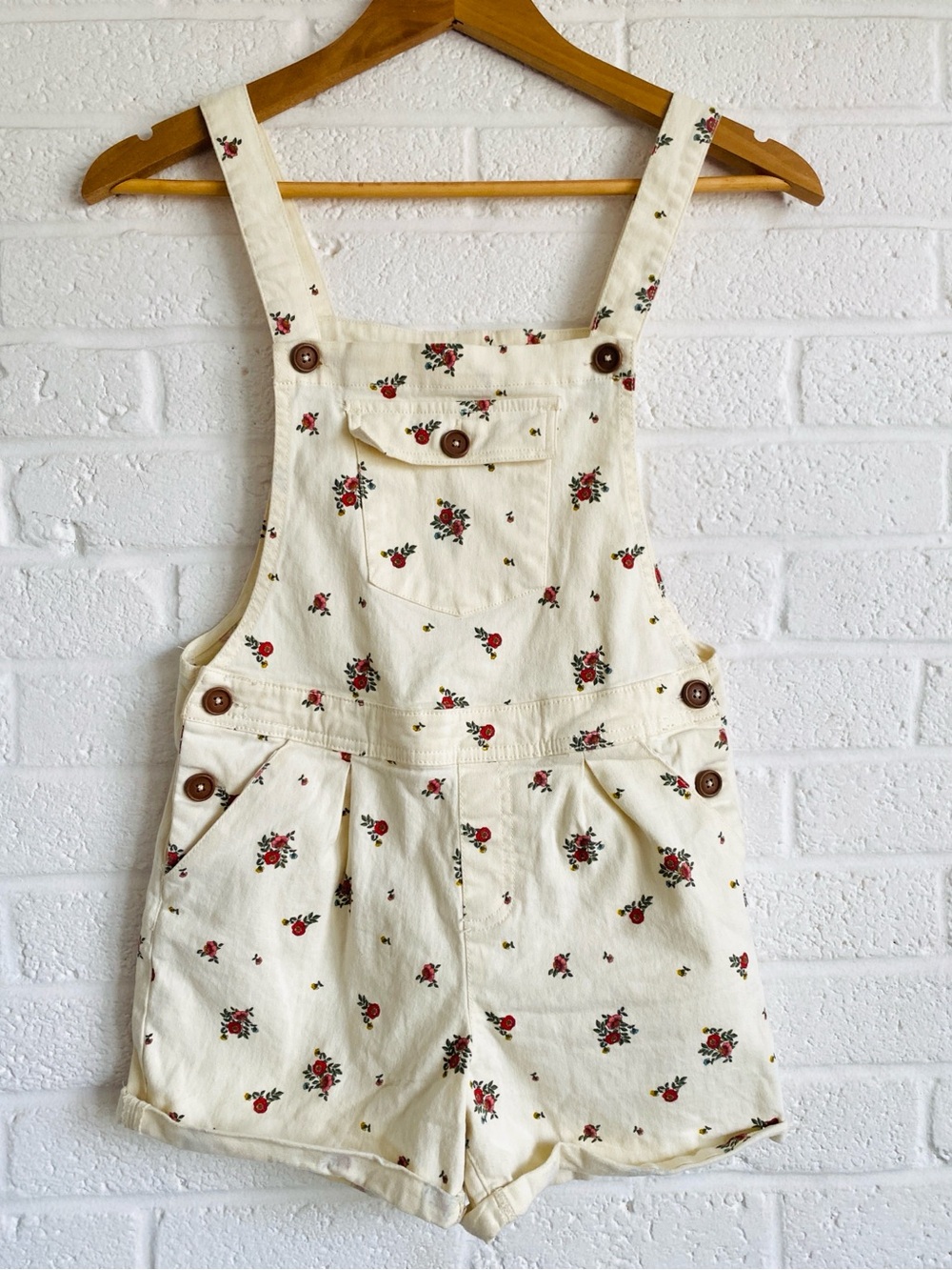 Jessica Simpson Cream Floral Shortalls Overalls Ditsy Print Girls Sz 14 Summer